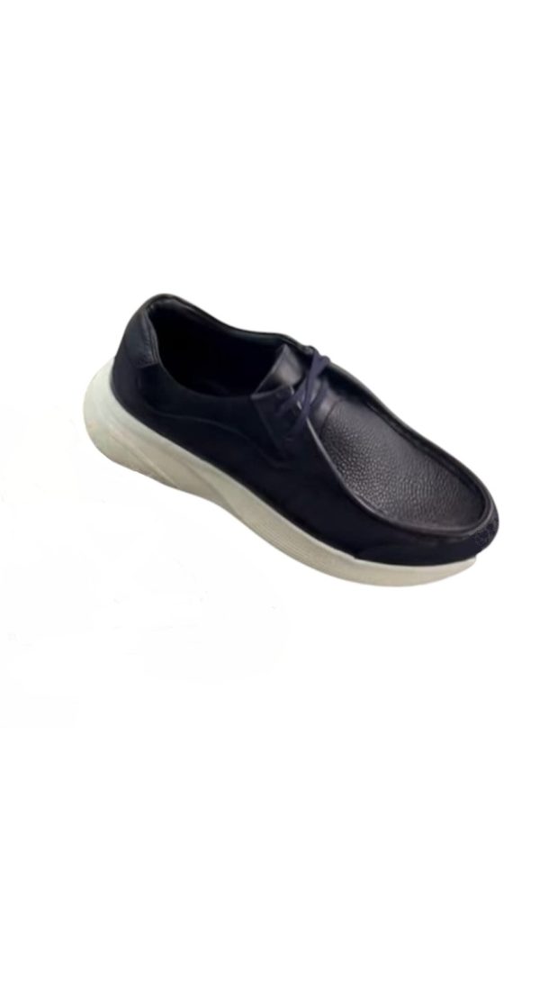 %100 Deri Siyah Sneakers Ayakkabı - Görsel 3