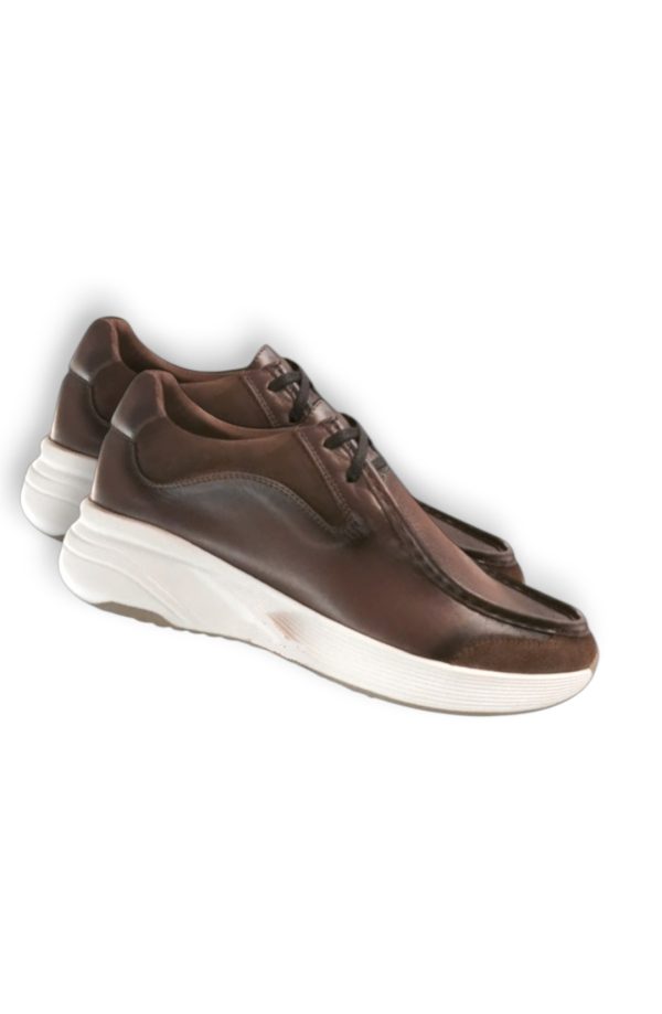 Hakiki Deri Kahve Sneakers Ayakkabı - Görsel 5