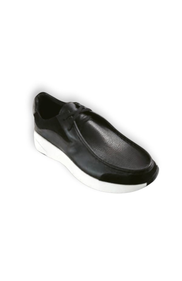 %100 Deri Siyah Sneakers Ayakkabı - Görsel 5