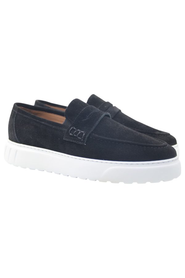 Hakiki Süet Loafer Siyah Beyaz - Görsel 2
