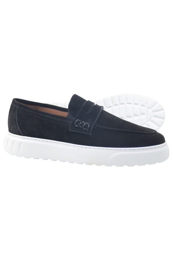 Hakiki Süet Loafer Siyah Beyaz - Görsel 3
