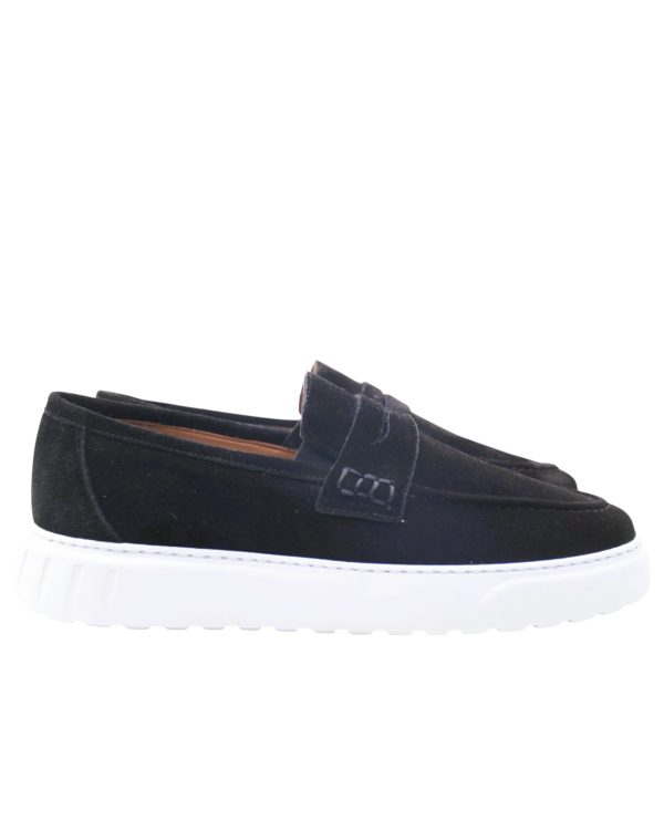 Hakiki Süet Loafer Siyah Beyaz