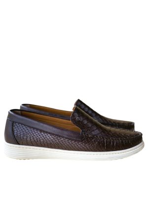 Loafer Yılan Derisi Kahverengi