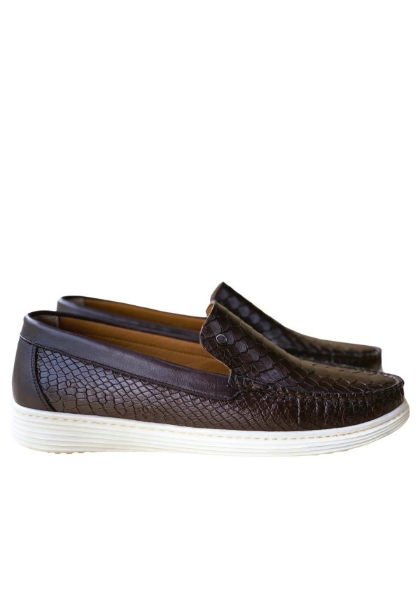Loafer Yılan Derisi Kahverengi