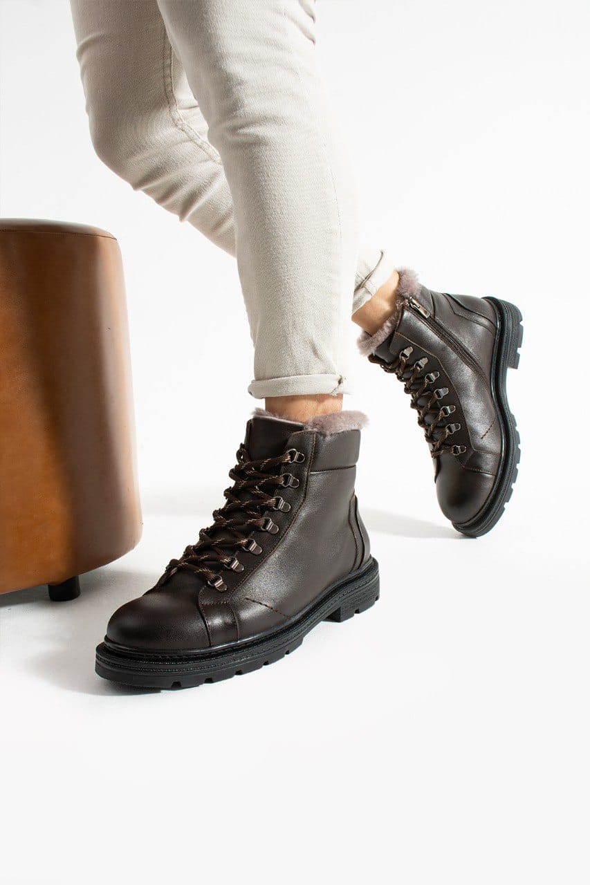 Meegora Erkek Kahverengi Hakiki Deri-Kürklü Bot - Görsel 2