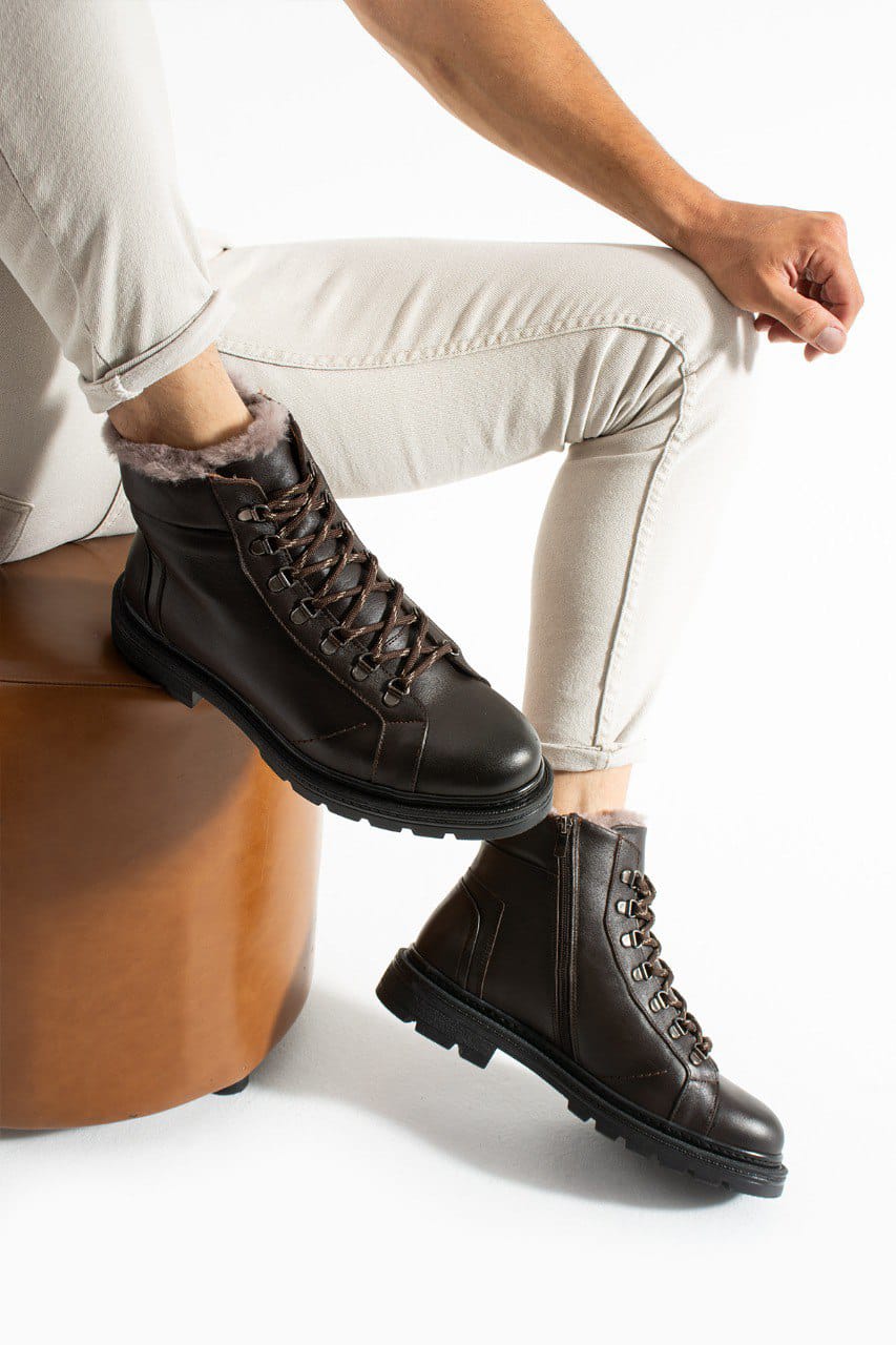 Meegora Erkek Kahverengi Hakiki Deri-Kürklü Bot - Görsel 3