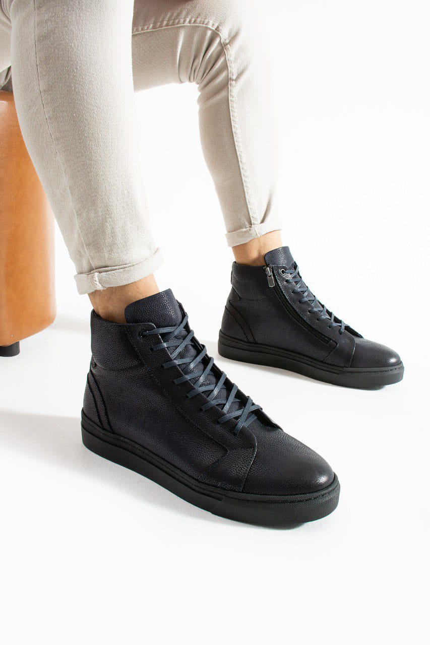 Meegora Erkek Lacivert Hakiki Deri Bot