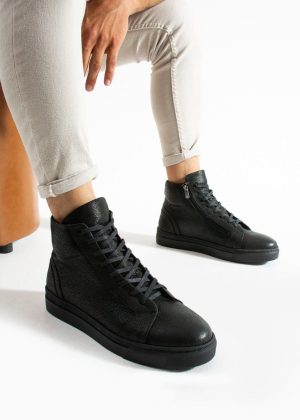 Meegora Erkek Siyah Hakiki Deri Bot