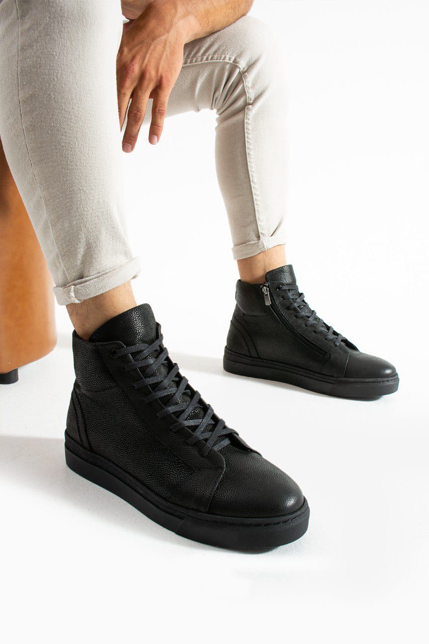 Meegora Erkek Siyah Hakiki Deri Bot